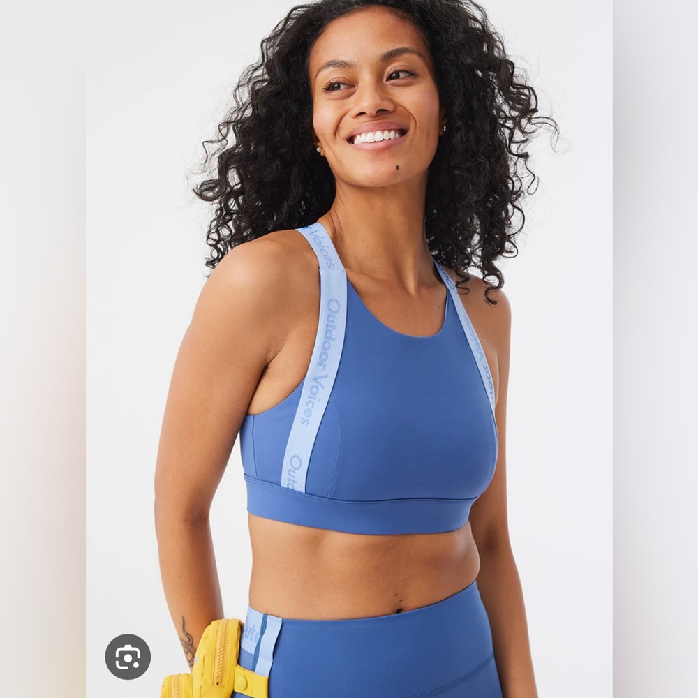 Outdoor Voices Set, Snacks Sports Bra & 7/8 Legging Denim Sky (no mini backpack)